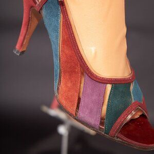 1950s D’Antonio Peep Toe Clear and Suede Heels Shoes